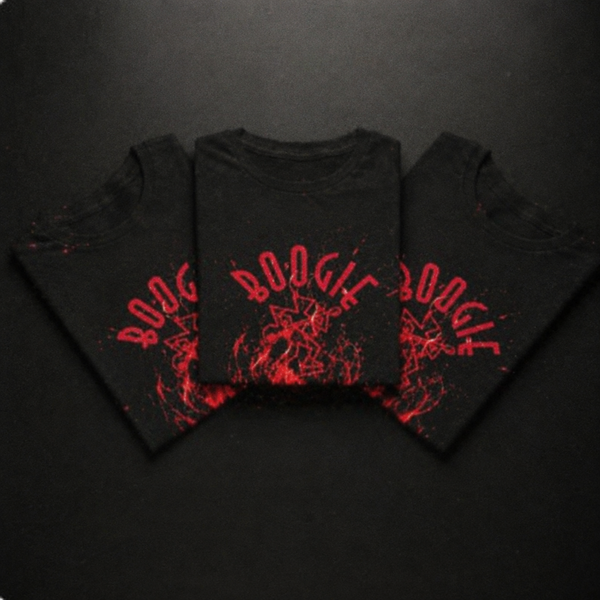 Boogie Flame Tee — folded 3-shirt design
